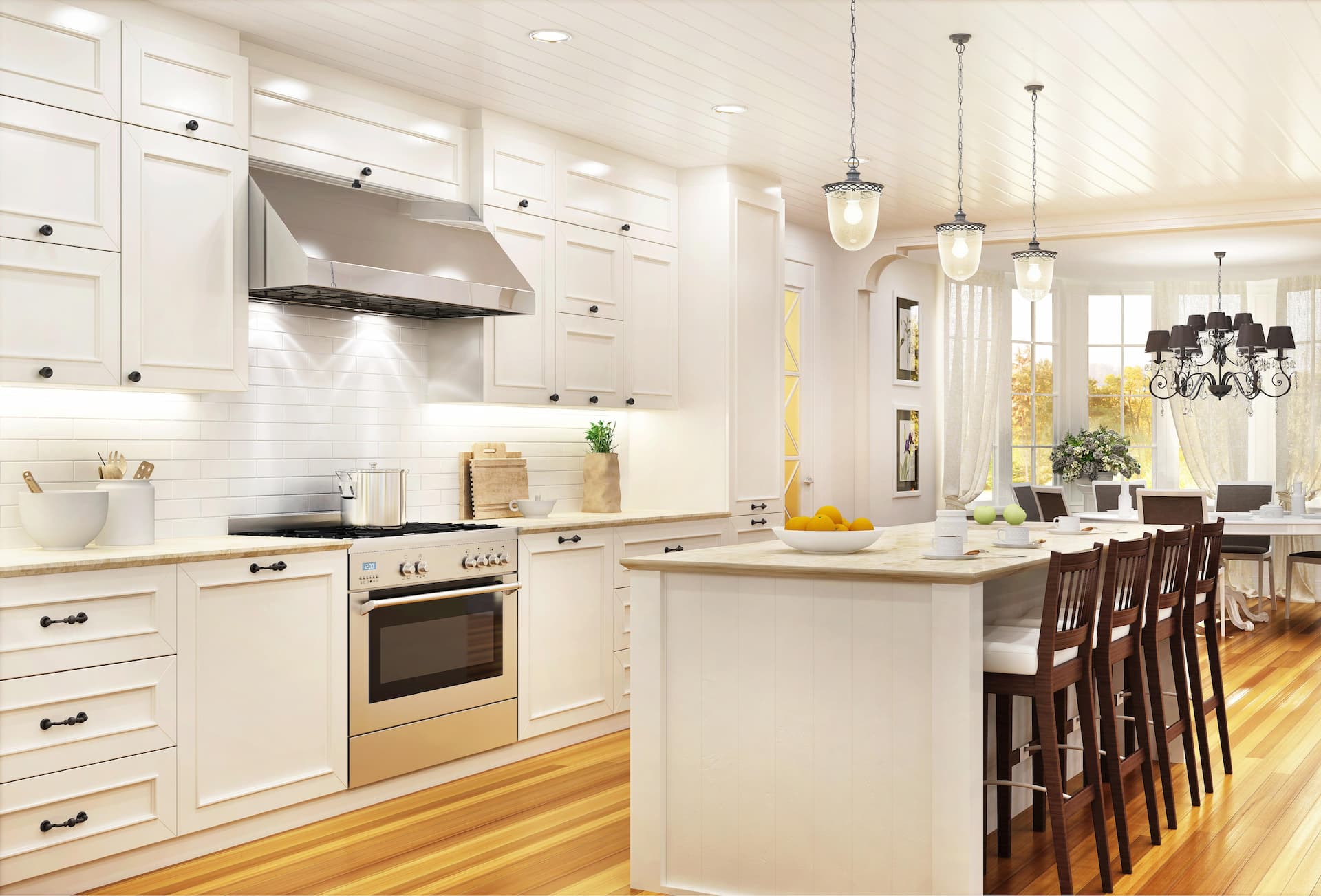 Luxury white kitchen & dining painting boise